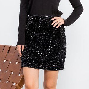 THML Velvet Sequin Mini Skirt